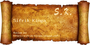 Sifrik Kinga névjegykártya
